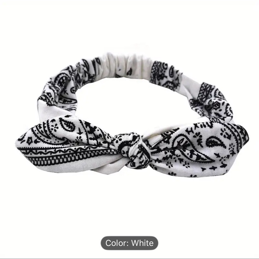 Paisley Print Black and White Headband